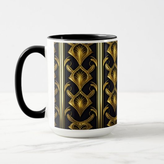 Mug Elégant motif art déco en noir et or (Gauche)