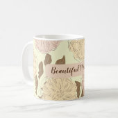Mug Elégant motif beige floral belle maman (Devant gauche)