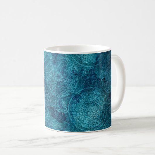 Mug Elégant Motif d'aquarelle Mandala Turquoise (Devant droit)
