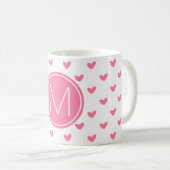 Mug Élégant motif de coeur blanc rose valentin (Devant droit)