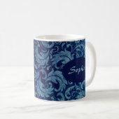 Mug Elégant motif de Damas Vintage bleu (Devant droit)