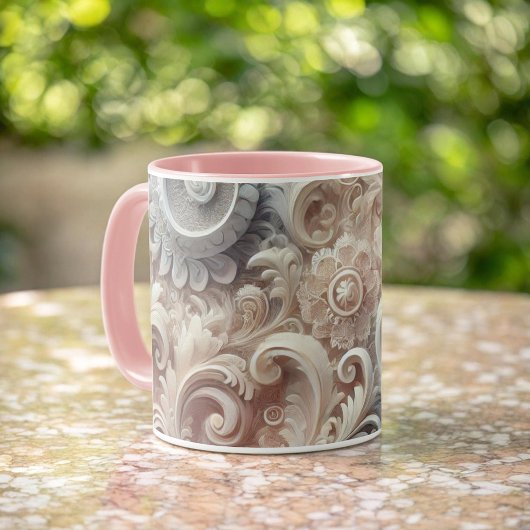 Mug Élégant Motif de dentelle Pastel Gradient