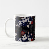 Mug Élégant Motif de Fleur Rouge Noir (Gauche)