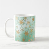 Mug Élégant Motif de flocon de neige vert & or (Gauche)