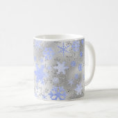 Mug Élégant Motif de flocon de Noël bleu argenté (Devant droit)