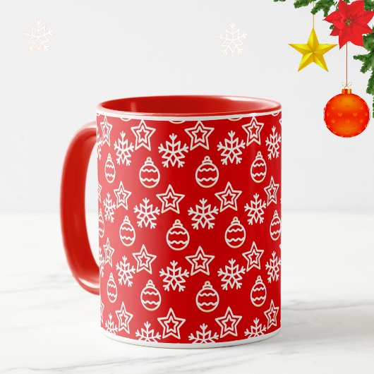 Mug Élégant Motif de Noël en rouge