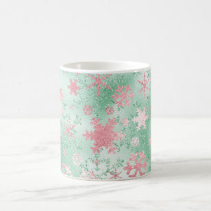 Mug Élégant Motif de Noël vert et rose