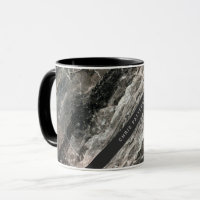Élégant Motif en marbre noir et gris avec nom