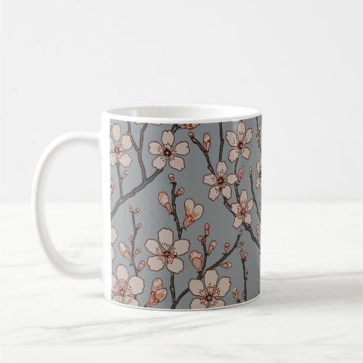 Mug Élégant Motif Fleur rose Douce Fleur Fleur de Ceri (Gauche)