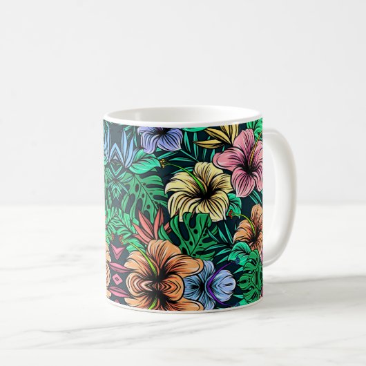 Mug Élégant motif floral avec vibrant botanique (Devant droit)