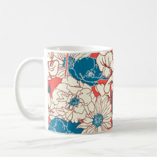 Mug Elégant motif floral dessiné à la main, fleurs du