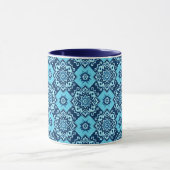 Mug Élégant motif floral géométrique bleu (Centre)