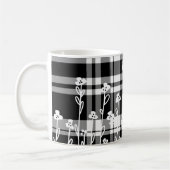 Mug Élégant motif floral noir blanc plaid (Gauche)
