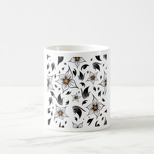 Mug Élégant motif floral noir et blanc
