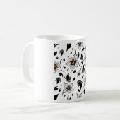 Mug Élégant motif floral noir et blanc (Devant gauche)