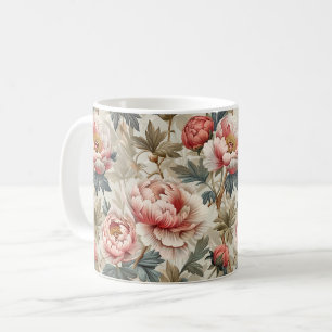 Mug Elégant motif floral. Pâles roses