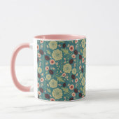 Mug Élégant motif floral rose vert (Gauche)