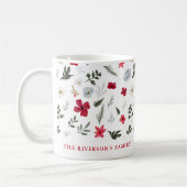 Mug Élégant motif floral rouge de Noël (Gauche)