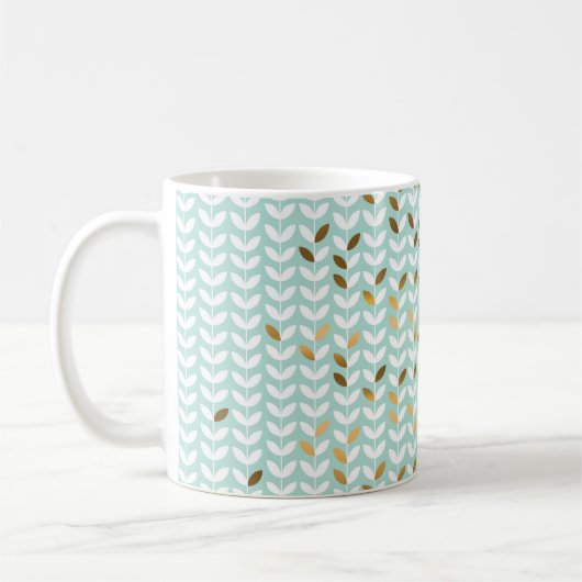 Mug Élégant Motif Gold Green Leaf (Gauche)