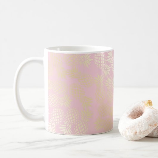 Mug Élégant motif moderne d'ananas et d'or rose (Avec donut)