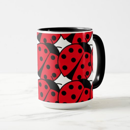 Mug Élégant motif noir rouge Ladybug (Devant droit)