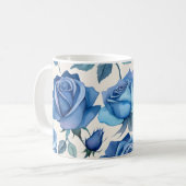 Mug Élégant motif rose bleu (Devant gauche)