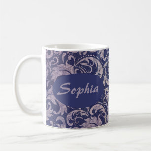 Mug Élégant motif Vintage pourpre damassé