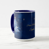 Mug Elegant Navy and Gold Christmas Tree Personalized  (Devant gauche)