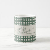 Mug élégant Noël à carreaux ivoire sage (Centre)