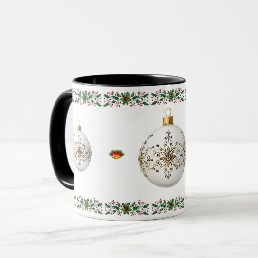 Mug Élégant Noël botanique décoratif (Devant gauche)