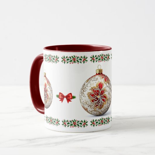 Mug Élégant Noël botanique décoratif (Devant gauche)