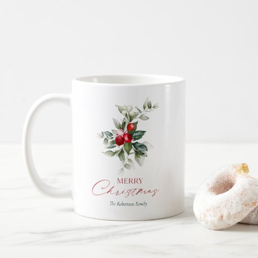 Mug Élégant Noël Holly (Avec donut)