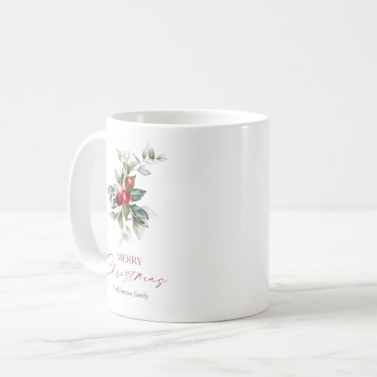 Mug Élégant Noël Holly (Devant gauche)