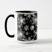 Mug Élégant Noël noir blanc argent flocons de neige (Gauche)