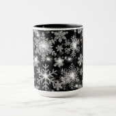 Mug Élégant Noël noir blanc argent flocons de neige (Centre)