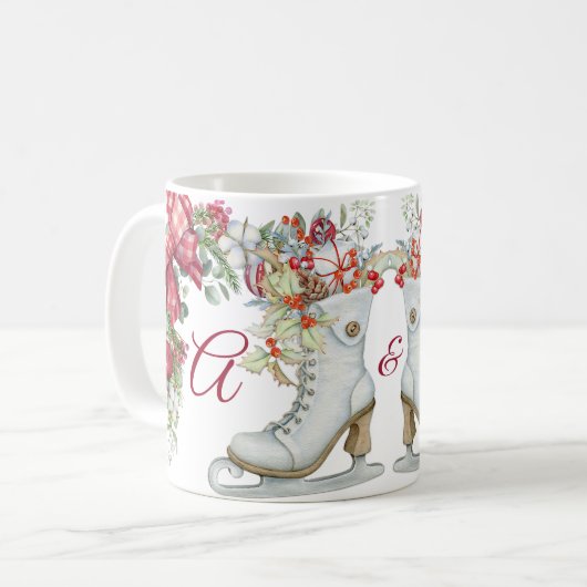 Mug Élégant Noël Patinage sur glace (Devant gauche)