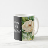 Mug Elégant Noir 90e Anniversaire Magnolia Nom floral (Devant droit)