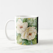 Mug Elégant Noir 90e Anniversaire Magnolia Nom floral (Gauche)