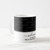 Mug Elégant Noir ACCUEIL À NOTRE MAISON Invité (Devant gauche)