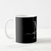 Mug Élégant noir blanc Monogramme Script élégant noir (Gauche)