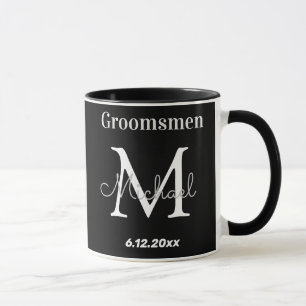 Mug élégant noir blanc personnalisable groomsmen