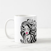 Mug Élégant noir blanc Wavy Hairstyle extensions de ch (Gauche)