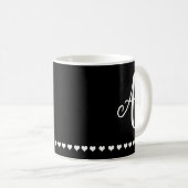 Mug Élégant noir et blanc Monogramme initial (Devant droit)
