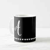 Mug Élégant noir et blanc Monogramme initial (Devant gauche)