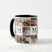 Mug Élégant noir et blanc Multi Photo Coller Keepsaké (Devant gauche)