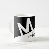 Mug élégant noir et blanc scindé Paraphes monographiqu (Devant gauche)