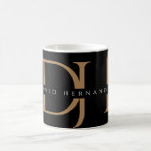 Mug Élégant Noir Initiales Or Monogramme Moderne Perso (Centre)