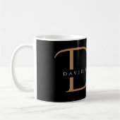 Mug Élégant Noir Initiales Or Monogramme Moderne Perso (Gauche)