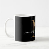 Mug Élégant Noir Monogramme Girly Script élégant (Gauche)