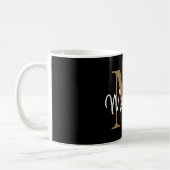 Mug Élégant Noir Monogramme Girly Script élégant (Gauche)